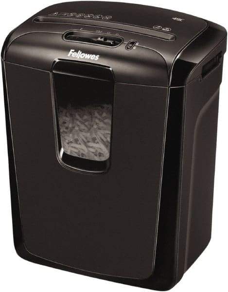 FELLOWES - 5/32" x 2" Strip, 8 Sheet Cross Cut Personal Shredder - 9-11/16" Long x 13-3/8" Wide x 15-3/8" High, Level 3 Security, 4 Gal Wastebasket - Top Tool & Supply