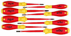 Insulated Slim Integrated Insulation 8 Piece Screwdriver Set Slotted 3.5; 4; 4.5; 5.5; Phillips #1 & 2; Square #1 & 2 - Top Tool & Supply