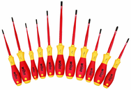 Insulated Slim Integrated Insulation 11 Piece Screwdriver Set Slotted 3.5; 4; 4.5; 5.5; 6.5; Phillips #1 & 2; Xeno #1 & 2; Square #1 & 2 - Top Tool & Supply