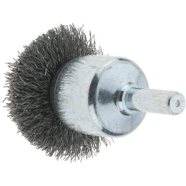 Tru-Maxx - 1-1/2" Brush Diam, Crimped, Flared End Brush - 1/4" Diam Steel Shank, 20,000 Max RPM - Top Tool & Supply