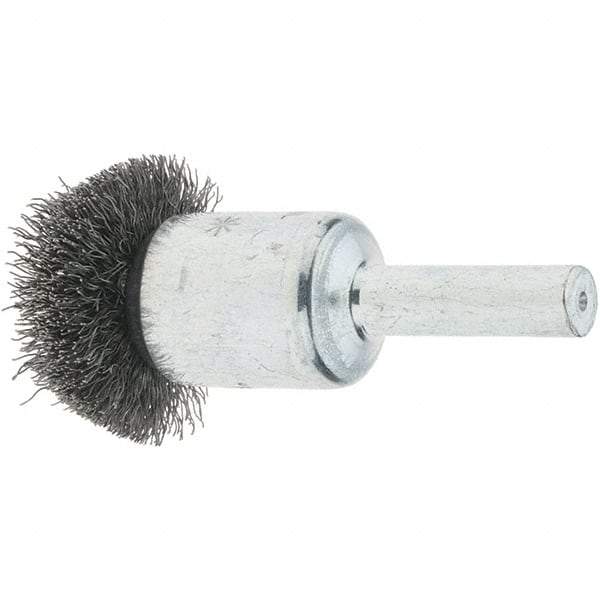 Tru-Maxx - 1" Brush Diam, Crimped, Flared End Brush - 1/4" Diam Steel Shank, 25,000 Max RPM - Top Tool & Supply