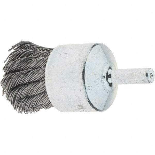 Tru-Maxx - 1-1/8" Brush Diam, Knotted, End Brush - 1/4" Diam Steel Shank, 22,000 Max RPM - Top Tool & Supply