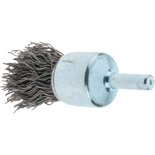 Tru-Maxx - 3/4" Brush Diam, Crimped, Flared End Brush - 1/4" Diam Steel Shank, 22,000 Max RPM - Top Tool & Supply