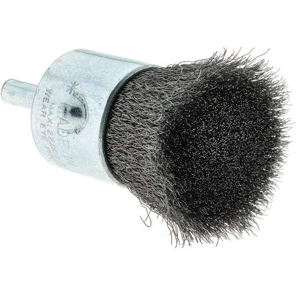 Tru-Maxx - 1" Brush Diam, Crimped, Flared End Brush - 1/4" Diam Steel Shank, 22,000 Max RPM - Top Tool & Supply