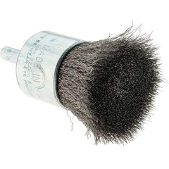 Tru-Maxx - 1" Brush Diam, Crimped, Flared End Brush - 1/4" Diam Steel Shank, 22,000 Max RPM - Top Tool & Supply