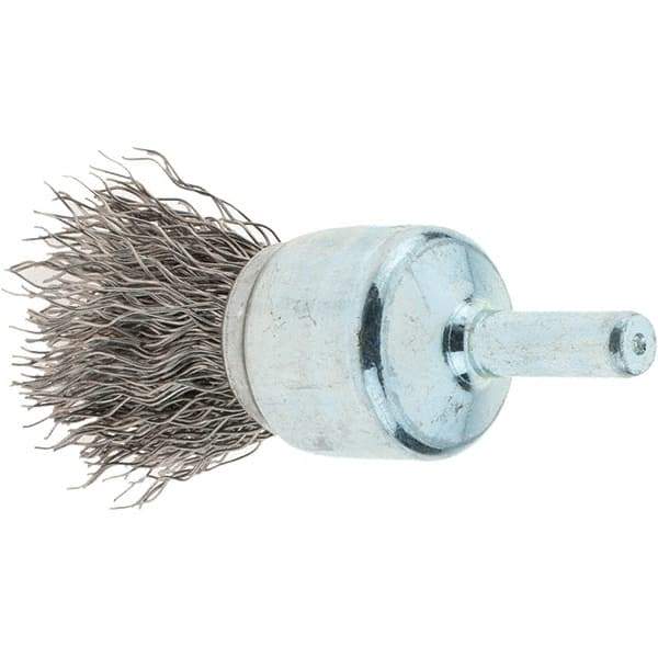 Tru-Maxx - 3/4" Brush Diam, Crimped, Flared End Brush - 1/4" Diam Steel Shank, 22,000 Max RPM - Top Tool & Supply