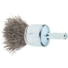 Tru-Maxx - 3/4" Brush Diam, Crimped, Flared End Brush - 1/4" Diam Steel Shank, 22,000 Max RPM - Top Tool & Supply