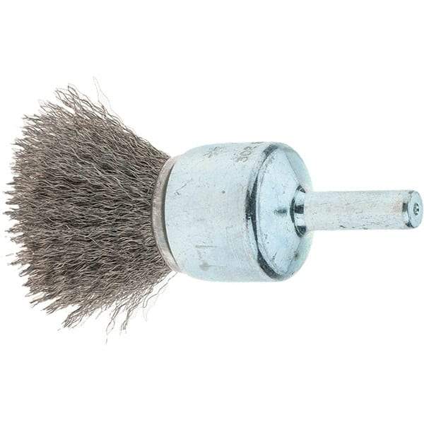 Tru-Maxx - 3/4" Brush Diam, Crimped, Flared End Brush - 1/4" Diam Steel Shank, 22,000 Max RPM - Top Tool & Supply