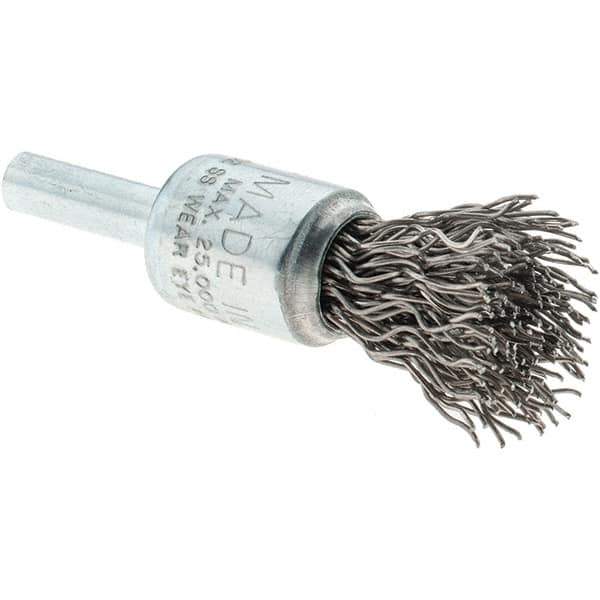 Tru-Maxx - 1/2" Brush Diam, Crimped, Flared End Brush - 1/4" Diam Steel Shank, 25,000 Max RPM - Top Tool & Supply