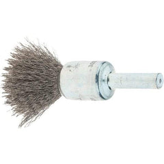 Tru-Maxx - 1/2" Brush Diam, Crimped, Flared End Brush - 1/4" Diam Steel Shank, 25,000 Max RPM - Top Tool & Supply