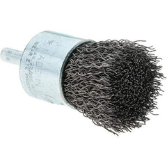 Tru-Maxx - 1" Brush Diam, Crimped, Flared End Brush - 1/4" Diam Steel Shank, 22,000 Max RPM - Top Tool & Supply