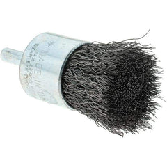 Tru-Maxx - 1" Brush Diam, Crimped, Flared End Brush - 1/4" Diam Steel Shank, 22,000 Max RPM - Top Tool & Supply