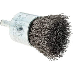 Tru-Maxx - 1" Brush Diam, Crimped, Flared End Brush - 1/4" Diam Steel Shank, 22,000 Max RPM - Top Tool & Supply