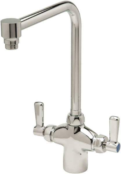 Zurn - Bent Riser, Two Handle, Chrome Plated Single Hole Mount, Laboratory Faucet - Lever Handle - Top Tool & Supply