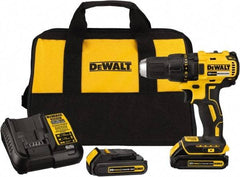 DeWALT - 20 Volt 1/2" Chuck Mid-Handle Cordless Drill - 0-1600 RPM, Reversible, 2 Lithium-Ion Batteries Included - Top Tool & Supply