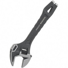 Stanley - 1-1/4" Jaw Capacity, 10" Ratcheting Adjustable Wrench - Steel, Black Oxide Finish, 10" OAL - Top Tool & Supply