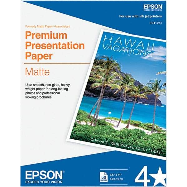 Epson - 8-1/2" x 11" Bright White Photo Paper - Use with Inkjet Printers - Top Tool & Supply