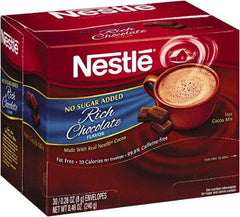 Nestle - No-Sugar-Added Hot Cocoa Mix Envelopes, Rich Chocolate, 0.28 oz Packet, 30/Box - Top Tool & Supply