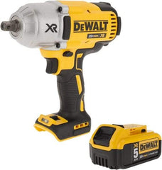 DeWALT - 1/2" Drive 20 Volt Mid-Handle Cordless Impact Wrench & Ratchet - 1,900 RPM, 0 to 2,400 BPM, 700 Ft/Lb Torque, 1 Lithium-Ion Battery Included - Top Tool & Supply