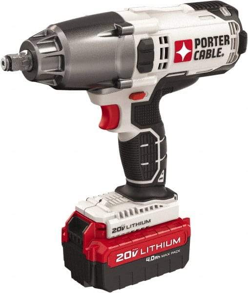 Porter-Cable - 1/2" Drive 20 Volt Mid-Handle Cordless Impact Wrench & Ratchet - 1,700 RPM, 330 Ft/Lb Torque, 1 Lithium-Ion Battery Included - Top Tool & Supply