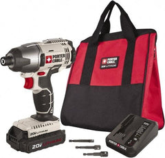 Porter-Cable - 20 Volt, 1/4" Drive, 1,450 In/Lb Torque, Cordless Impact Driver - Mid-Handle, 3000 RPM, 1 Battery Included - Top Tool & Supply