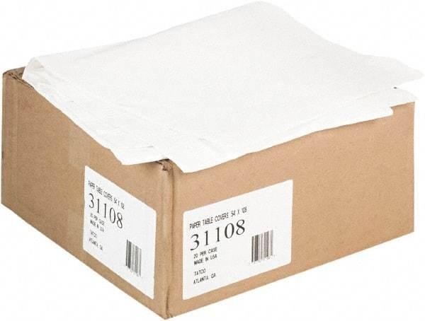 Tatco - Paper Table Cover, Embossed, with Plastic Liner, 54" x 108", White, 20/Carton - Top Tool & Supply