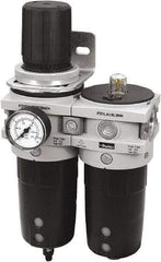 Parker - 1" NPT Port Heavy-Duty 2 Piece Filter/Regulator-Lubricator FRL Unit - Polypropylene Bowl, 340 SCFM, 254 Max psi, 13-1/2" High, Manual Drain - Top Tool & Supply