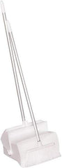 Remco - 14" Wide x 7-1/8" Deep x 47-1/2" High Upright Dustpan with Broom - Plastic Body, 37" Aluminum Handle, White - Top Tool & Supply