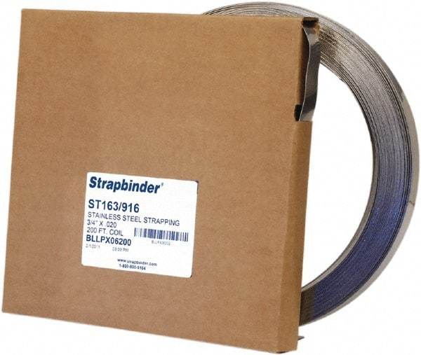 IDEAL TRIDON - Grade 304, Stainless Steel Banding Strap Roll - 1/2" Wide x 0.025" Thick - Top Tool & Supply