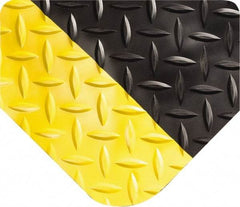 Wearwell - 12' Long x 3' Wide, Dry Environment, Anti-Fatigue Matting - Black with Yellow Borders, Vinyl with Urethane Sponge Base, Beveled on All 4 Sides - Top Tool & Supply