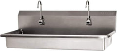 SANI-LAV - 45" Long x 16-1/2" Wide Inside, 1 Compartment, Grade 304 Stainless Steel (2) Person ADA Wash-Station with Electronic Faucet - 16 Gauge, 48" Long x 20" Wide x 21-1/2" High Outside, 5-1/2" Deep - Top Tool & Supply