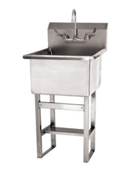 SANI-LAV - 24" Long x 24" Wide Inside, 1 Compartment, Grade 304 Stainless Steel Utility Sink AC Sensor - 14 Gauge, 27" Long x 27-1/2" Wide x 48" High Outside, 12" Deep - Top Tool & Supply