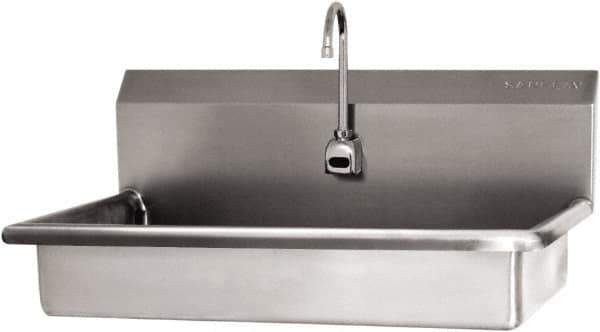 SANI-LAV - 27" Long x 16-1/2" Wide Inside, 1 Compartment, Grade 304 Stainless Steel (2) Person ADA Wash-Station with Electronic Faucet - 16 Gauge, 30" Long x 20" Wide x 21-1/2" High Outside, 5-1/2" Deep - Top Tool & Supply