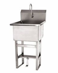 SANI-LAV - 24" Long x 24" Wide Inside, 1 Compartment, Grade 304 Stainless Steel Utility Sink Double Foot Pedal Valve - 14 Gauge, 27" Long x 27-1/2" Wide x 48" High Outside, 12" Deep - Top Tool & Supply