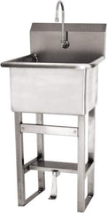 SANI-LAV - 18" Long x 18" Wide Inside, 1 Compartment, Grade 304 Stainless Steel Utility Sink Single Foot Pedal Valve - 14 Gauge, 21" Long x 20-1/2" Wide x 48" High Outside, 12" Deep - Top Tool & Supply