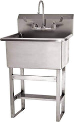 SANI-LAV - 22" Long x 16" Wide Inside, 1 Compartment, Grade 304 Stainless Steel Hand Sink Floor Mount Manual Faucet - 14 Gauge, 25" Long x 19-1/2" Wide x 46-1/2" High Outside, 10-1/2" Deep - Top Tool & Supply