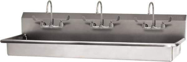 SANI-LAV - 65" Long x 16-1/2" Wide Inside, 1 Compartment, Grade 304 Stainless Steel (2) Person Wash-Station with Electronic Faucet - 16 Gauge, 68" Long x 20" Wide x 21-1/2" High Outside, 5-1/2" Deep - Top Tool & Supply