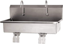 SANI-LAV - 37" Long x 16-1/2" Wide Inside, 1 Compartment, Grade 304 Stainless Steel (2) Person Wash-Station with Double Foot Valves - 16 Gauge, 40" Long x 20" Wide x 18" High Outside, 8" Deep - Top Tool & Supply