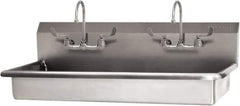 SANI-LAV - 45" Long x 16-1/2" Wide Inside, 1 Compartment, Grade 304 Stainless Steel (3) Person ADA Wash-Station with Manual Faucet - 16 Gauge, 48" Long x 20" Wide x 21-1/2" High Outside, 5-1/2" Deep - Top Tool & Supply