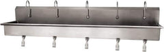 SANI-LAV - 97" Long x 16-1/2" Wide Inside, 1 Compartment, Grade 304 Stainless Steel (5) Person Wash-Station with Single Foot Valves - 16 Gauge, 100" Long x 20" Wide x 18" High Outside, 8" Deep - Top Tool & Supply