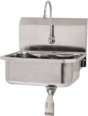 SANI-LAV - 17" Long x 14" Wide Inside, 1 Compartment, Grade 304 Stainless Steel Hand Sink Wall Mount with Knee Valve - 18 Gauge, 19" Long x 18" Wide x 21" High Outside, 7" Deep - Top Tool & Supply