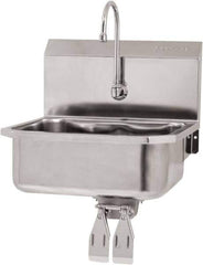 SANI-LAV - 17" Long x 14" Wide Inside, 1 Compartment, Grade 304 Stainless Steel Hand Sink Wall Mount with Knee Valve - 18 Gauge, 19" Long x 18" Wide x 21" High Outside, 7" Deep - Top Tool & Supply