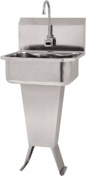 SANI-LAV - 17" Long x 14" Wide Inside, 1 Compartment, Grade 304 Stainless Steel Hand Sink Floor Mount with Double Foot Valve - 18 Gauge, 19" Long x 18" Wide x 46" High Outside, 7" Deep - Top Tool & Supply