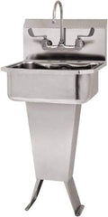 SANI-LAV - 17" Long x 14" Wide Inside, 1 Compartment, Grade 304 Stainless Steel Hand Sink Wall Mount with Manual Faucet - 18 Gauge, 19" Long x 18" Wide x 46" High Outside, 7" Deep - Top Tool & Supply