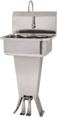 SANI-LAV - 17" Long x 14" Wide Inside, 1 Compartment, Grade 304 Stainless Steel Hand Sink Floor Mount with Double Foot Valve - 18 Gauge, 19" Long x 18" Wide x 46" High Outside, 7" Deep - Top Tool & Supply