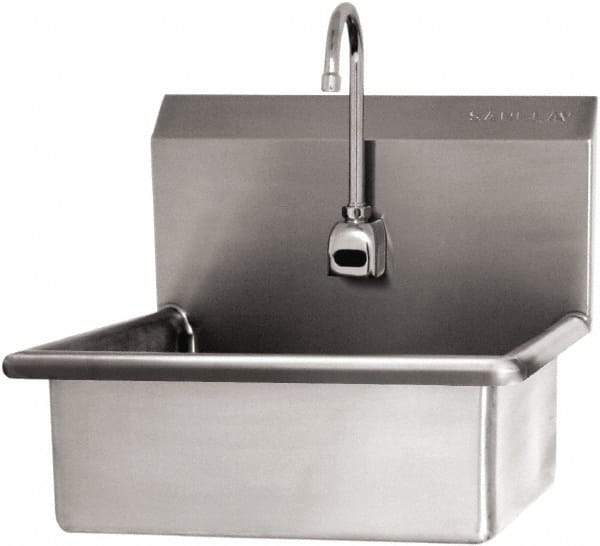 SANI-LAV - 19" Long x 15-1/2" Wide Inside, 1 Compartment, Grade 304 Stainless Steel Hand Sink Wall Mount with Electronic Faucet - 16 Gauge, 23" Long x 20" Wide x 20-1/2" High Outside, 5" Deep - Top Tool & Supply