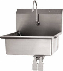 SANI-LAV - 19" Long x 15-1/2" Wide Inside, 1 Compartment, Grade 304 Stainless Steel Hand Sink Wall Mount with Double Knee Valve - 16 Gauge, 23" Long x 20" Wide x 20-1/2" High Outside, 5" Deep - Top Tool & Supply