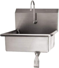 SANI-LAV - 19" Long x 15-1/2" Wide Inside, 1 Compartment, Grade 304 Stainless Steel Hand Sink Wall Mount with Single Knee Valve - 16 Gauge, 23" Long x 20" Wide x 20-1/2" High Outside, 5" Deep - Top Tool & Supply