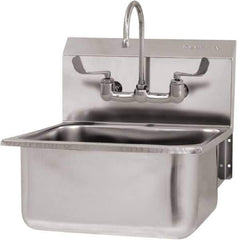 SANI-LAV - 19" Long x 16" Wide Inside, 1 Compartment, Grade 304 Stainless Steel Hand Sink Wall Mount with Manual Faucet - 18 Gauge, 21" Long x 20" Wide x 24" High Outside, 10" Deep - Top Tool & Supply