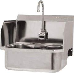 SANI-LAV - 17" Long x 14" Wide Inside, 1 Compartment, Grade 304 Stainless Steel Hand Sink Wall Mount with Electronic Faucet - 18 Gauge, 19" Long x 18" Wide x 21" High Outside, 7" Deep - Top Tool & Supply